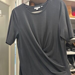 Black Twist-Front Knit Top